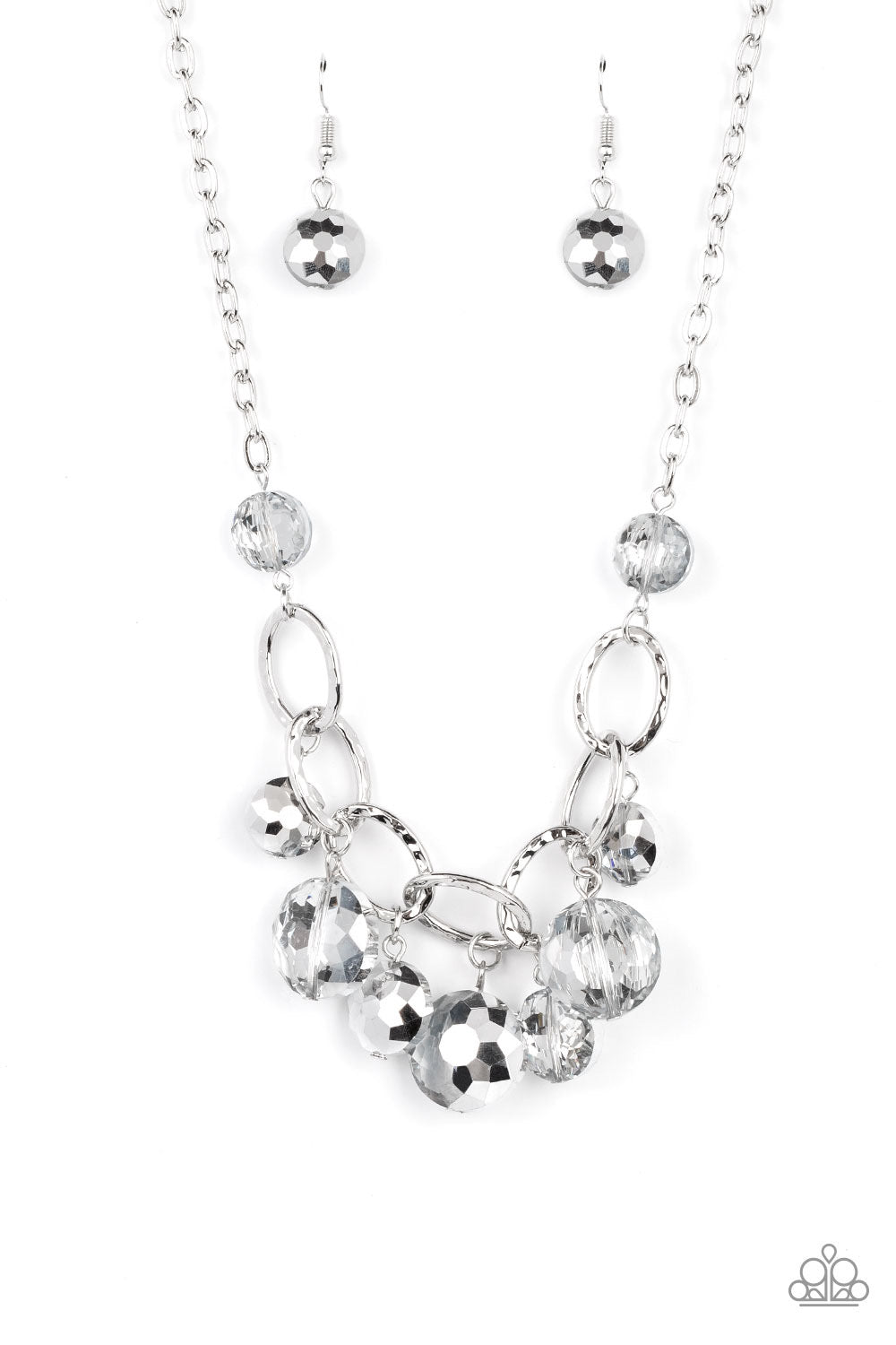Paparazzi Rhinestone River - Silver Necklace - Bead Necklace Paparazzi Jewelry Images