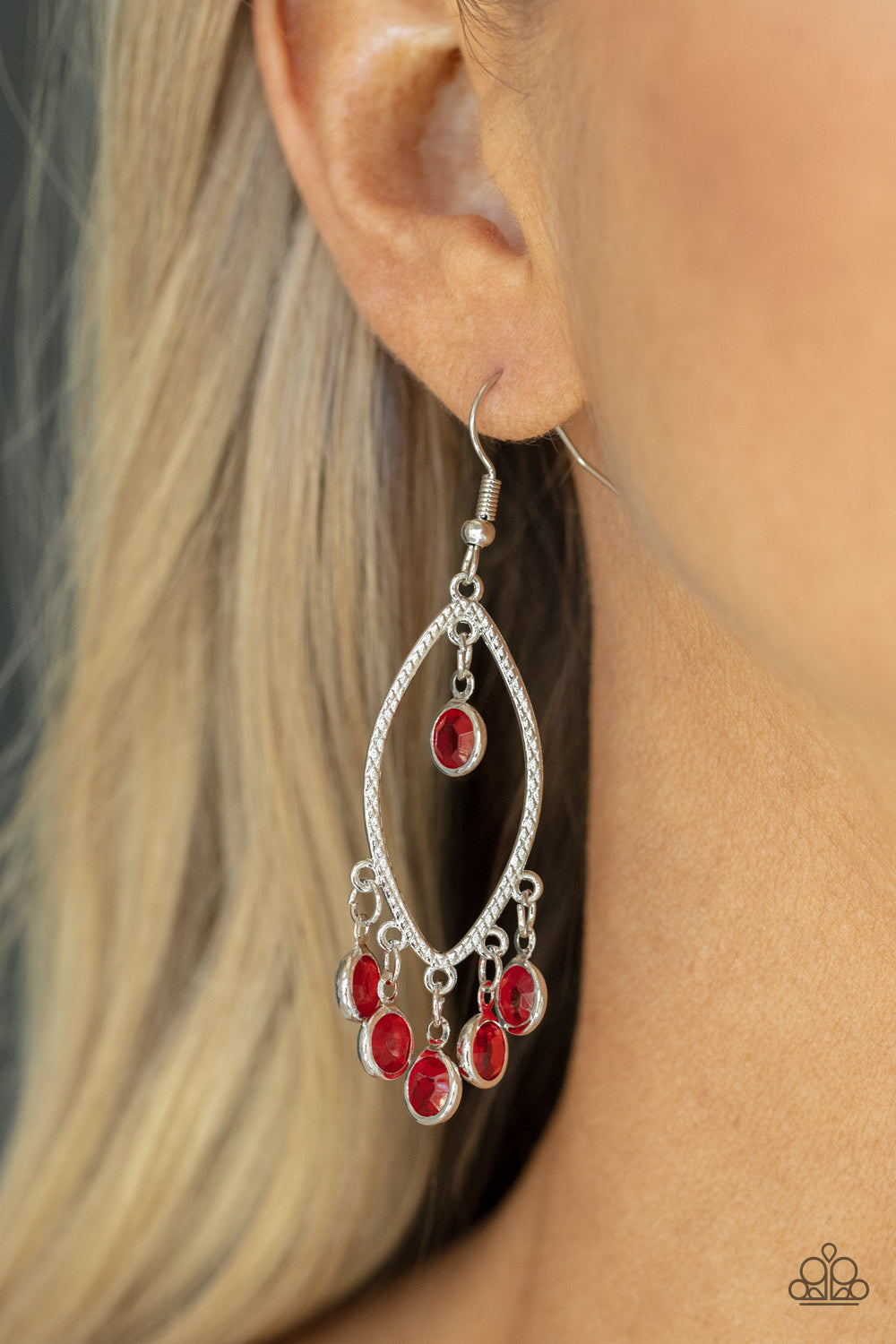 Paparazzi Glassy Grotto - Red Earrings