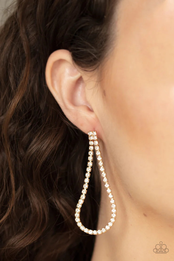 Rhinestone Drop Earring - Paparazzi Diamond Drops - Gold Earrings Paparazzi jewelry image