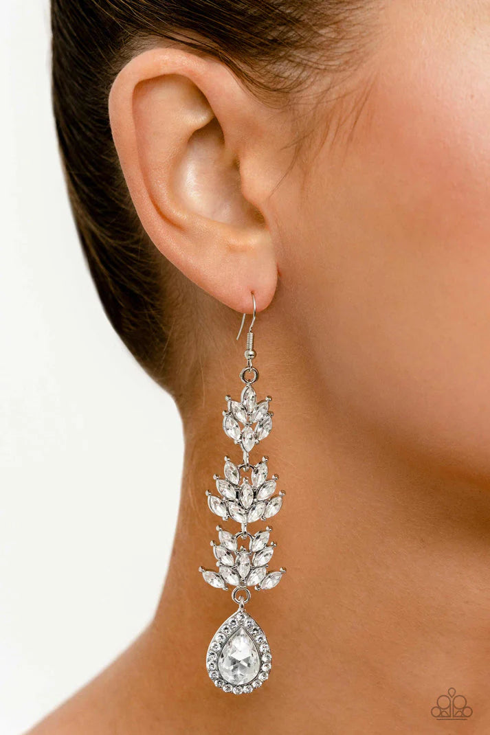 Water Lily Whimsy - White Earrings - Bling Jewelry Paparazzi jewelry images