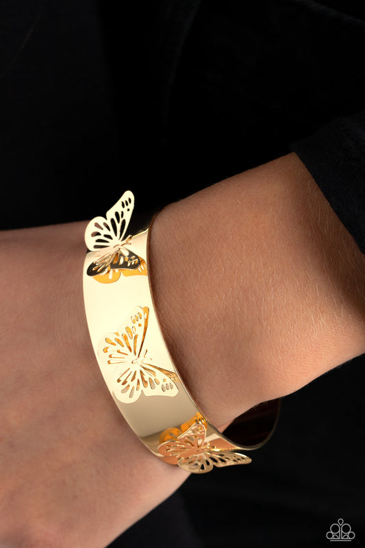 Cute Bracelets - Paparazzi Magical Mariposas - Gold Bracelet - Paparazzi Jewelry Images