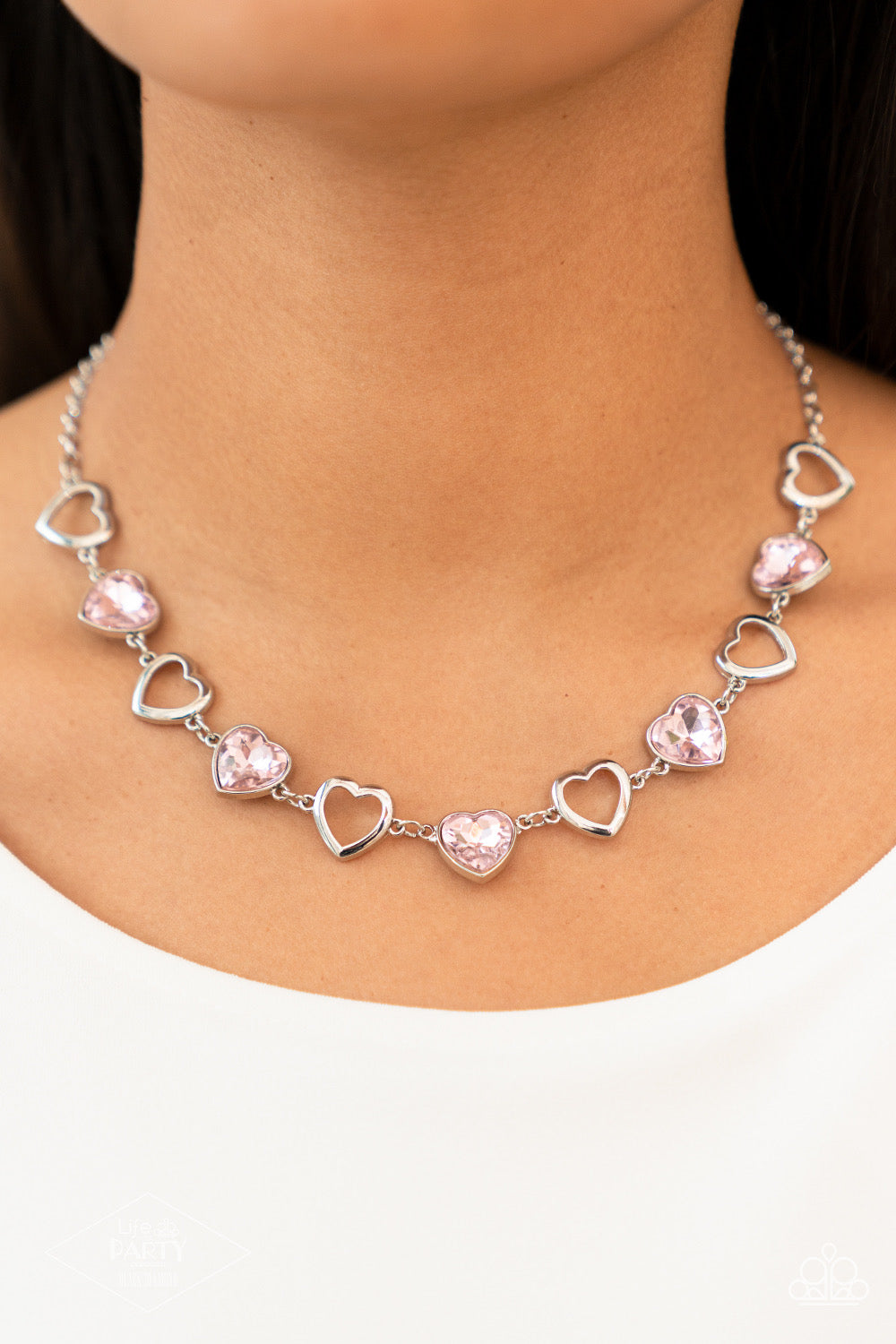 Paparazzi 2 Piece Set: Contemporary Cupid - Pink Heart Necklace &  Sentimental Sweethearts - Pink Bracelet