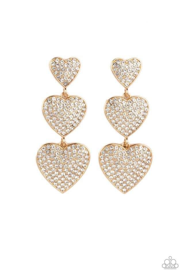 Paparazzi Couples Retreat - Gold Heart Earrings