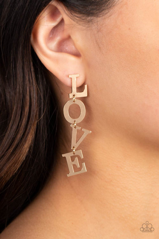 Paparazzi L-O-V-E - Gold Earrings -Paparazzi Jewelry Images