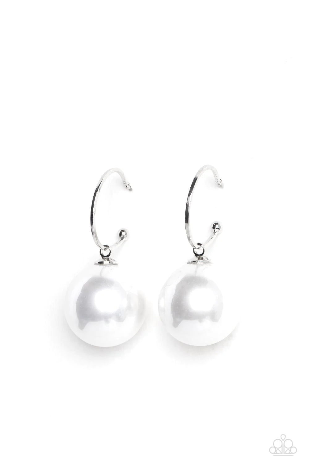 Paparazzi PEARL of My Eye - White Earrings - Paparazzi Jewelry 2023 Empower Me Pink Exclusive
