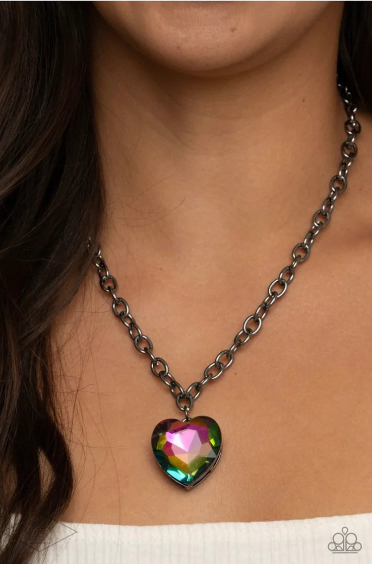 Heart Jewelry - Paparazzi Flirtatiously Flashy - Oil Spill Necklace Paparazzi jewelry image
