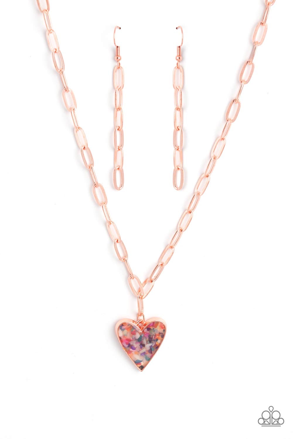 Paparazzi Kiss and SHELL - Copper Heart Necklace-Paparazzi Jewelry 2023 Empower Me Pink Exclusive