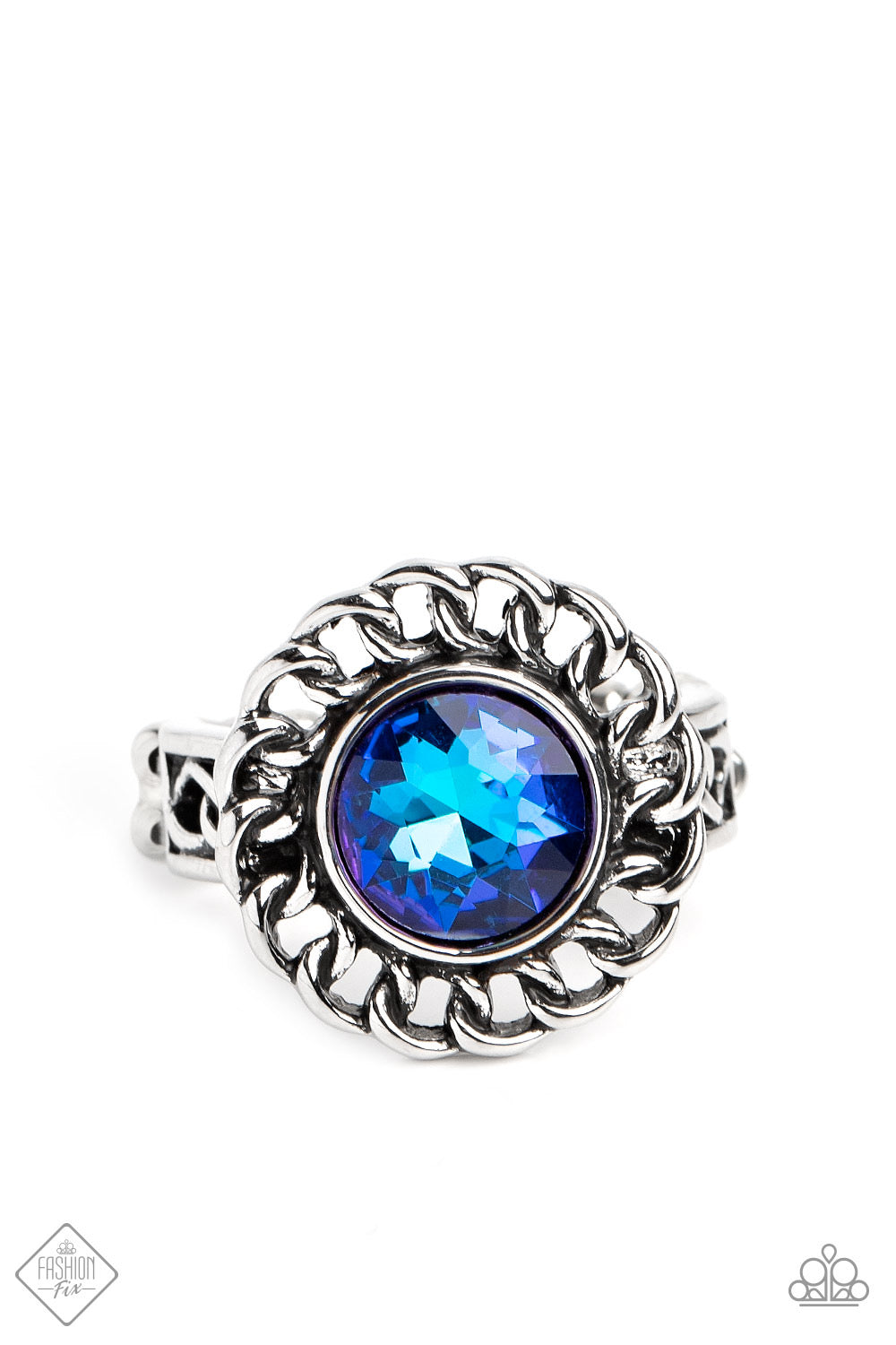 Paparazzi Round Table Runway - Blue Ring- December Fashion Fix-Paparazzi Jewelry Images 