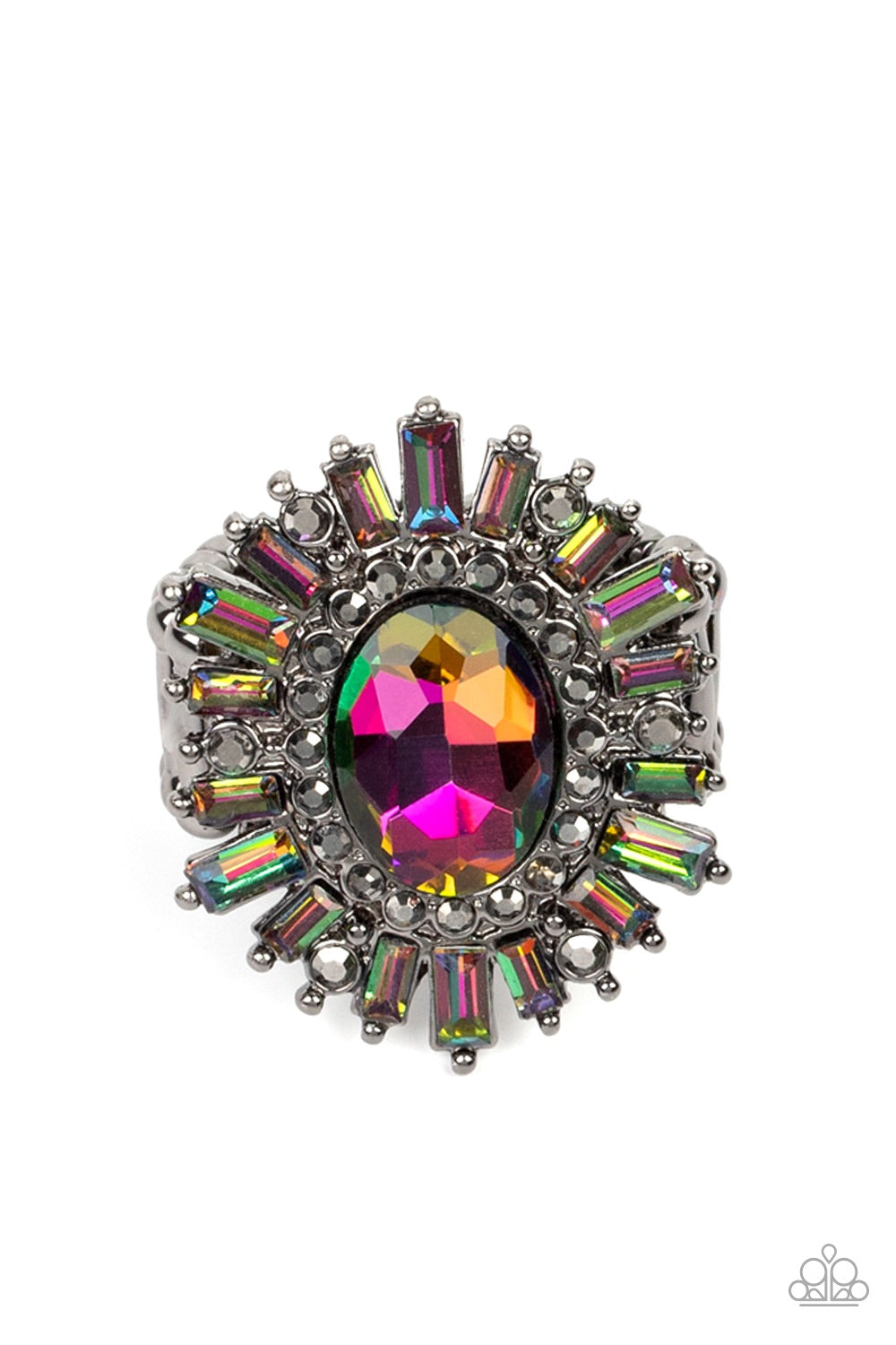 Paparazzi Astral Attitude Multi Oil Spill Ring - Life of the Party - August 2022- Paparazzi Accessories Jewelry 