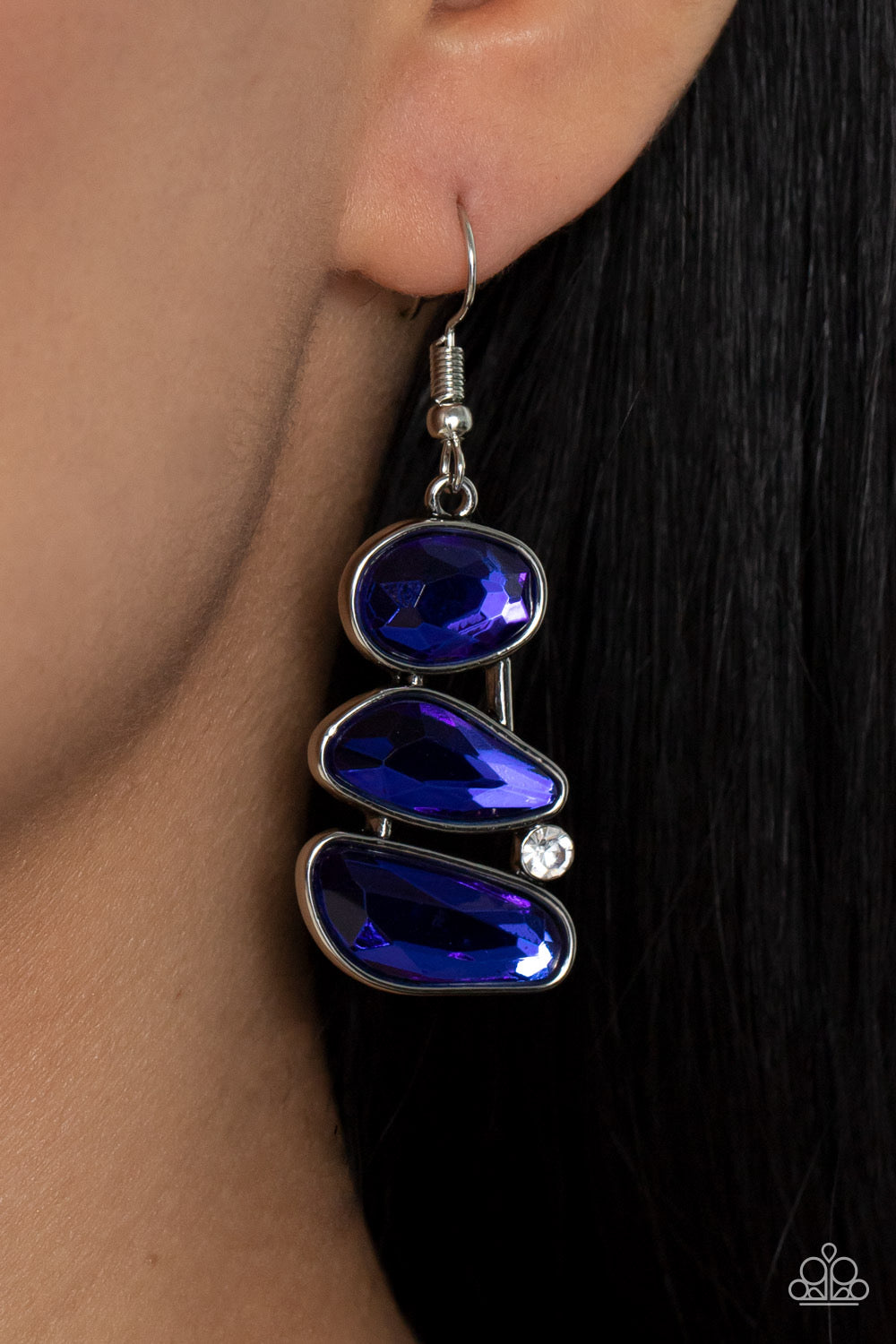 Paparazzi Gem Galaxy - Blue Earrings -Paparazzi Jewelry Images 