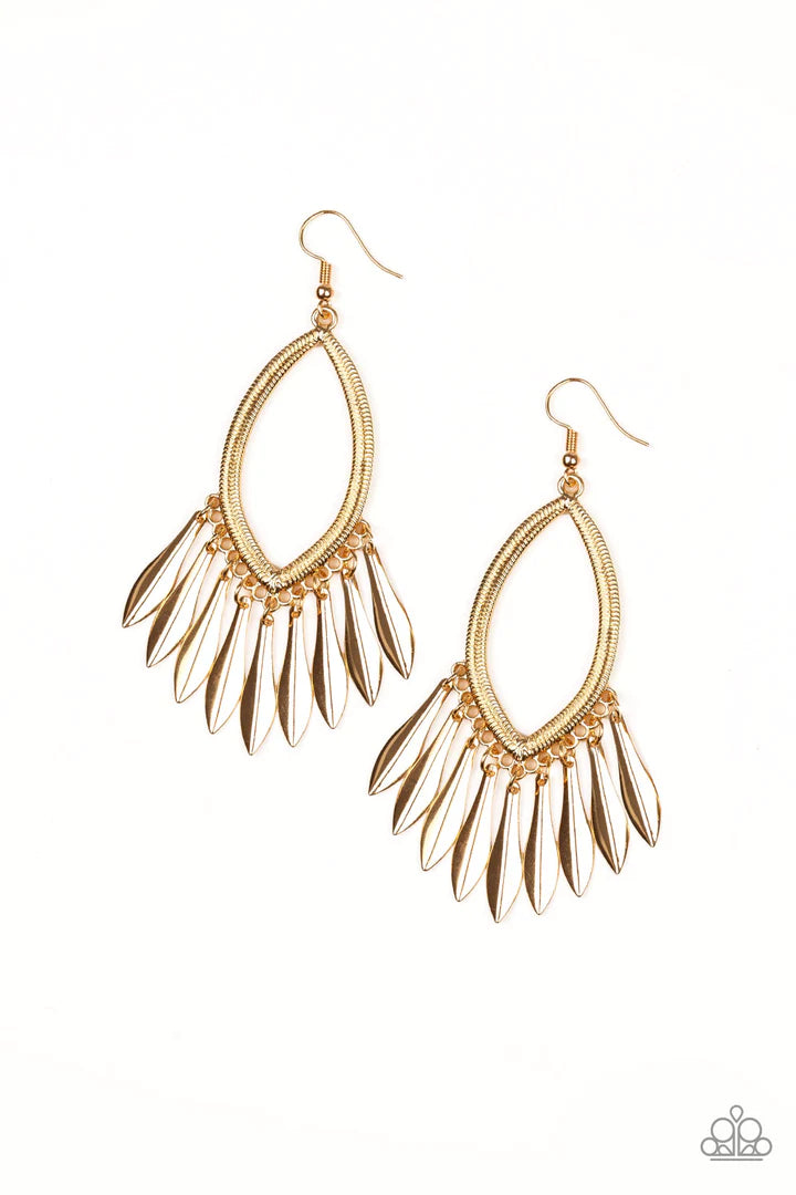 Paparazzi My Flair Lady - Gold Earrings - Dangle Earrings Paparazzi jewelry images