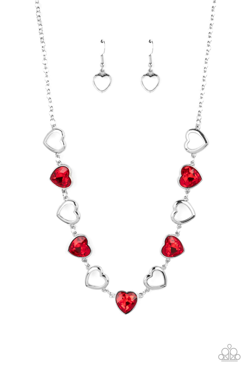 Paparazzi 2pc Set: Contemporary Cupid - Red Necklace & Sentimental Sweethearts - Red Bracelet 