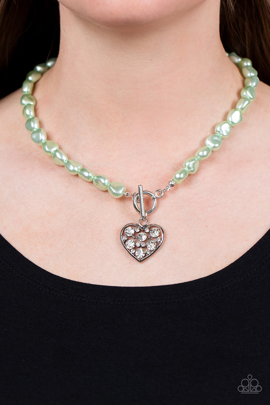 Paparazzi Color Me Smitten - Green Heart Necklace -Paparazzi Jewelry Images 