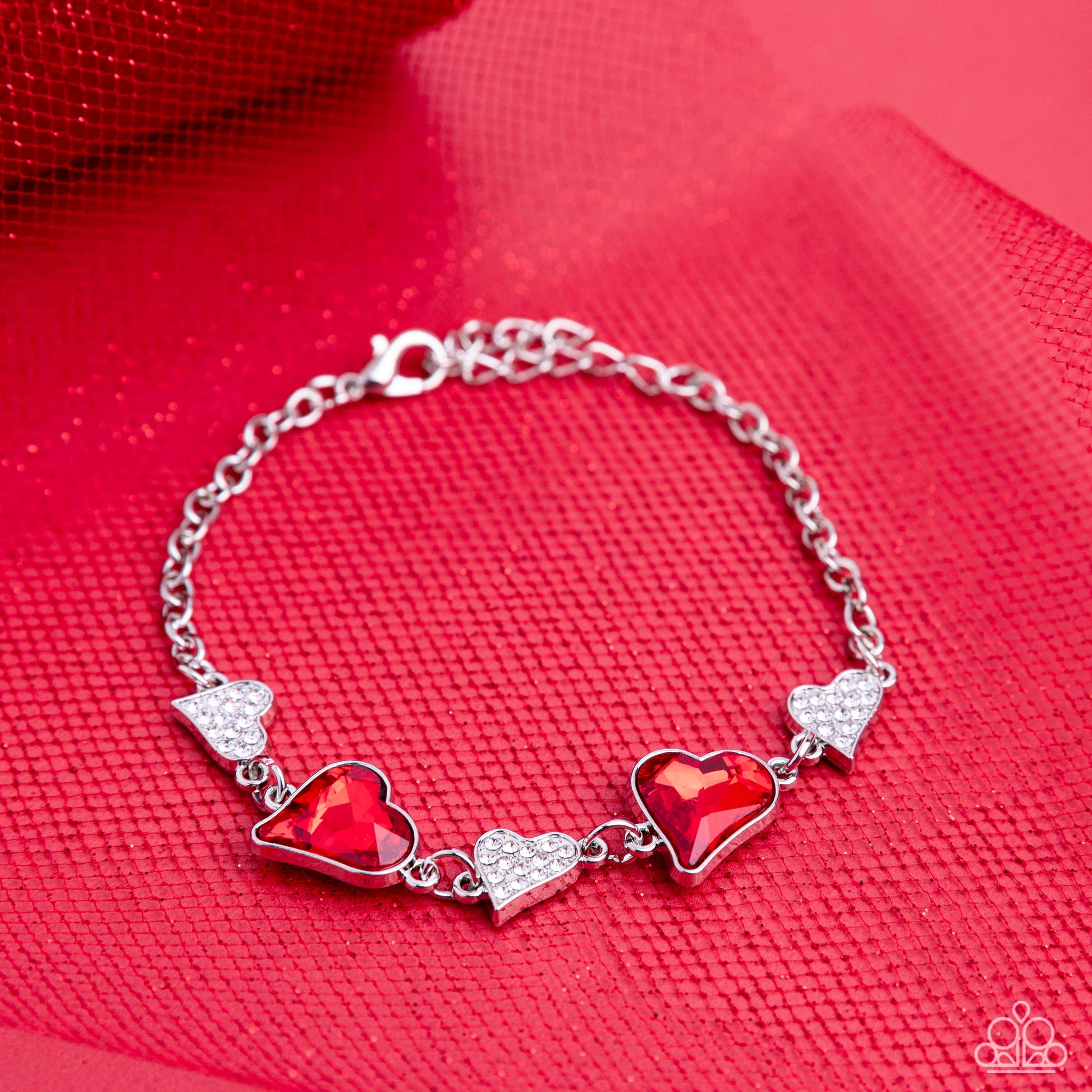 Paparazzi Cluelessly Crushing - Red Heart Bracelet -Paparazzi Jewelry Images 