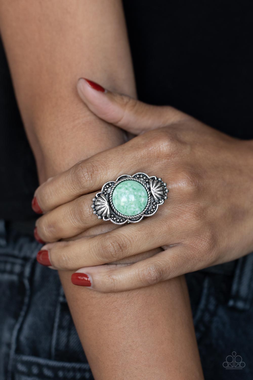 Atlantis Adventure - Green Ring - Paparazzi jewelry image
