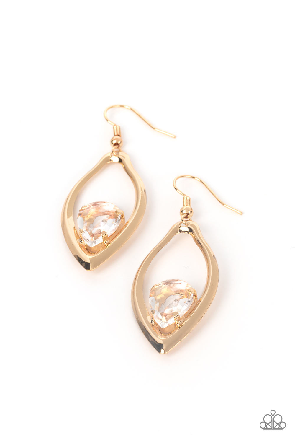Paparazzi Beautifully Bejeweled - Gold Earrings -Paparazzi Jewelry Images 