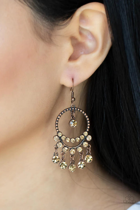 Paparazzi Cosmic Chandeliers - Copper Earrings