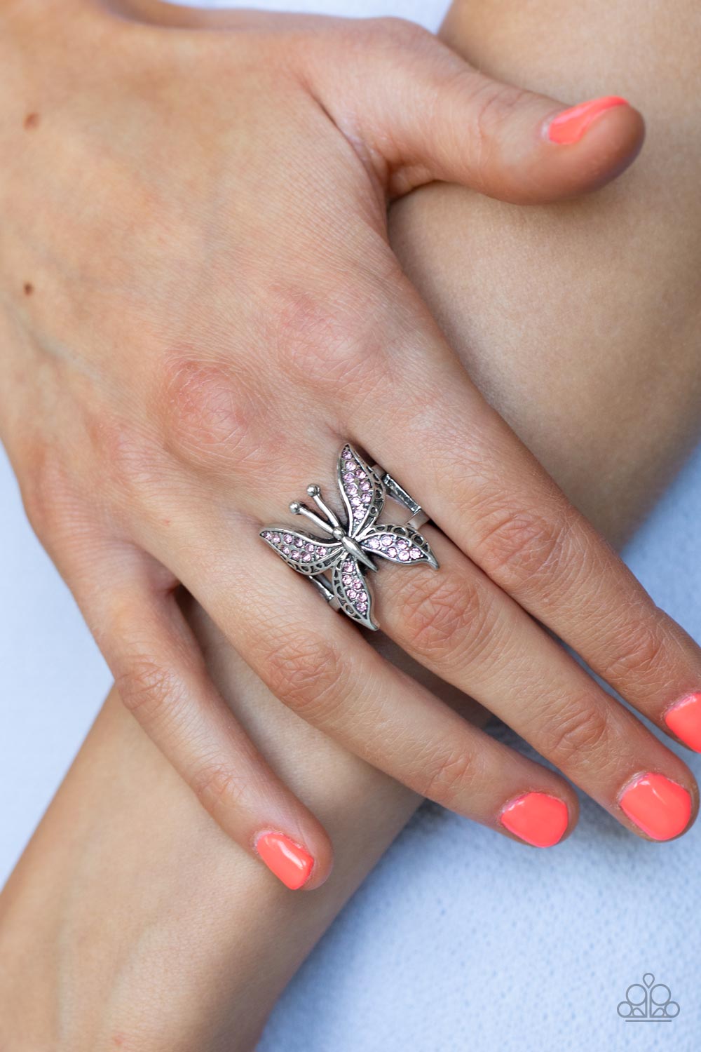 Paparazzi Blinged Out Butterfly - Pink Butterfly Ring