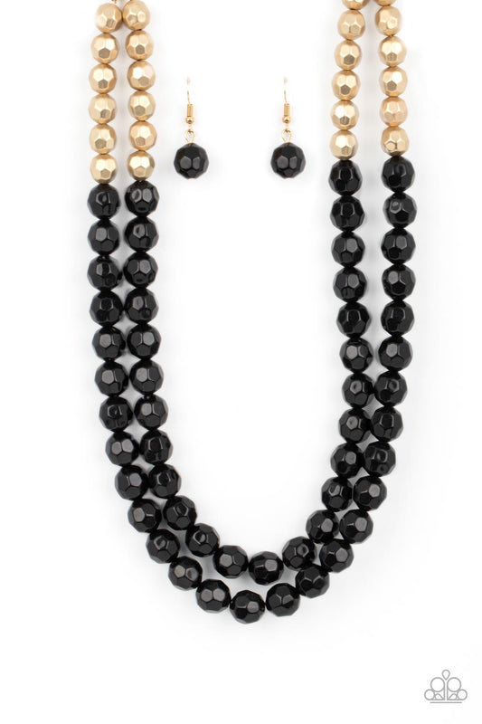 Paparazzi 2 piece set : Greco Getaway - Black Necklace & Grecian Glamour - Black Bracelet