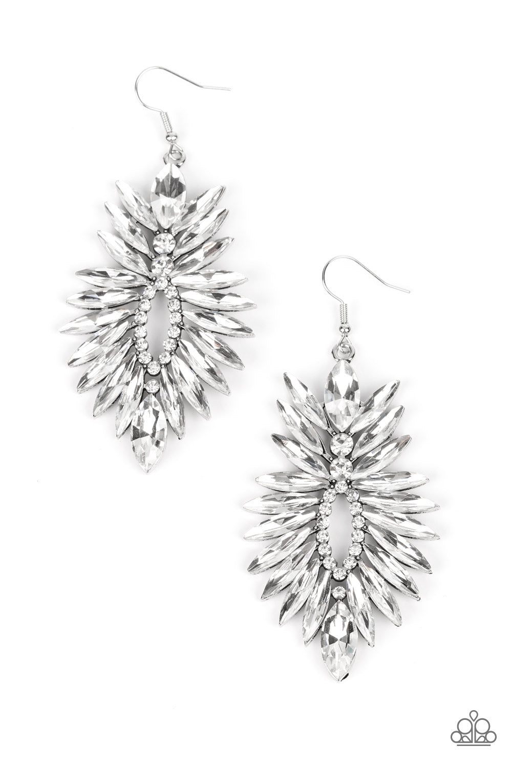 Paparazzi Turn up the Luxe - White Earrings - Bling Jewelry Paparazzi jewelry images
