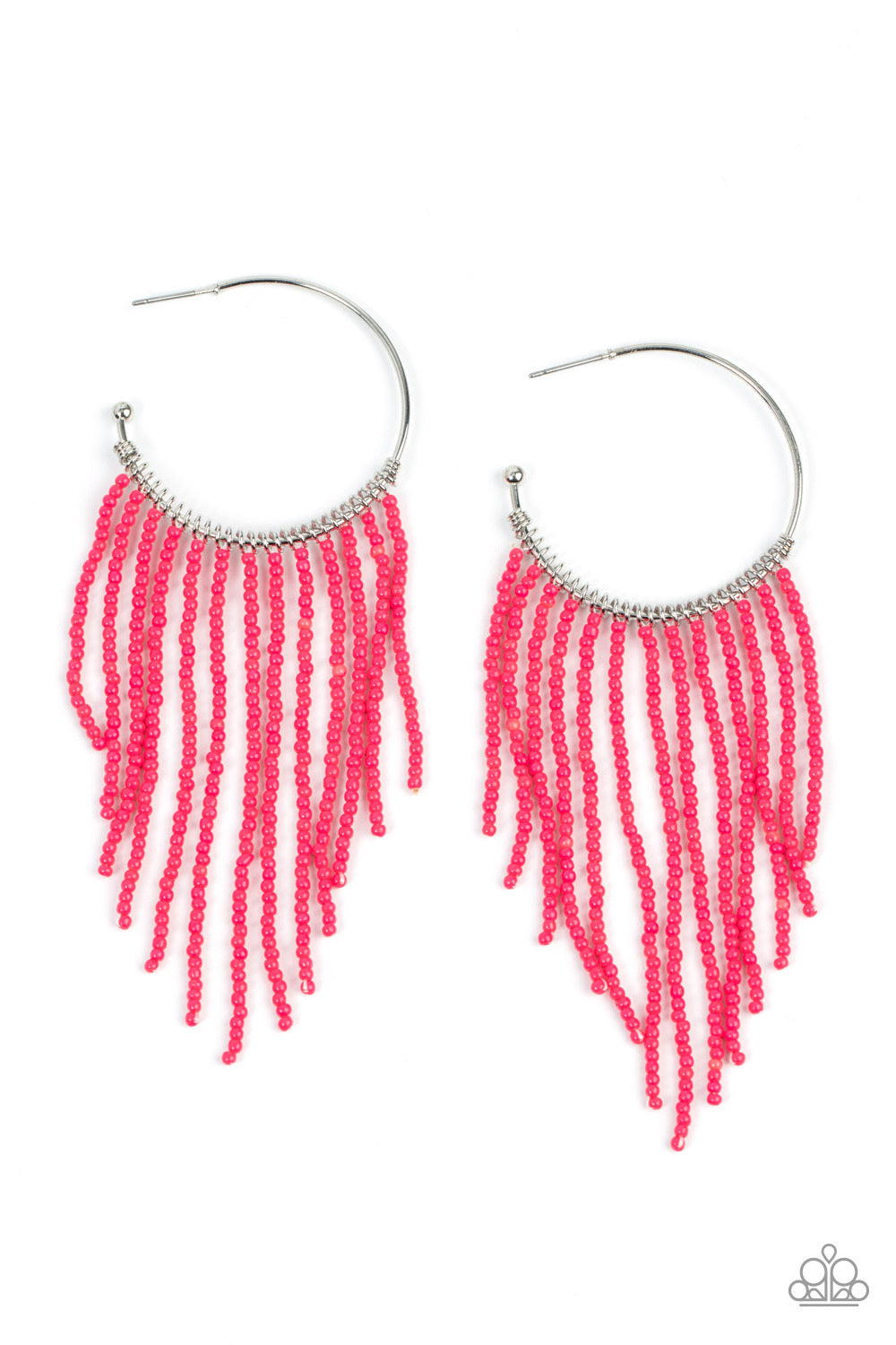 Paparazzi Saguaro Breeze - Pink Hoop Seed Bead Earrings
