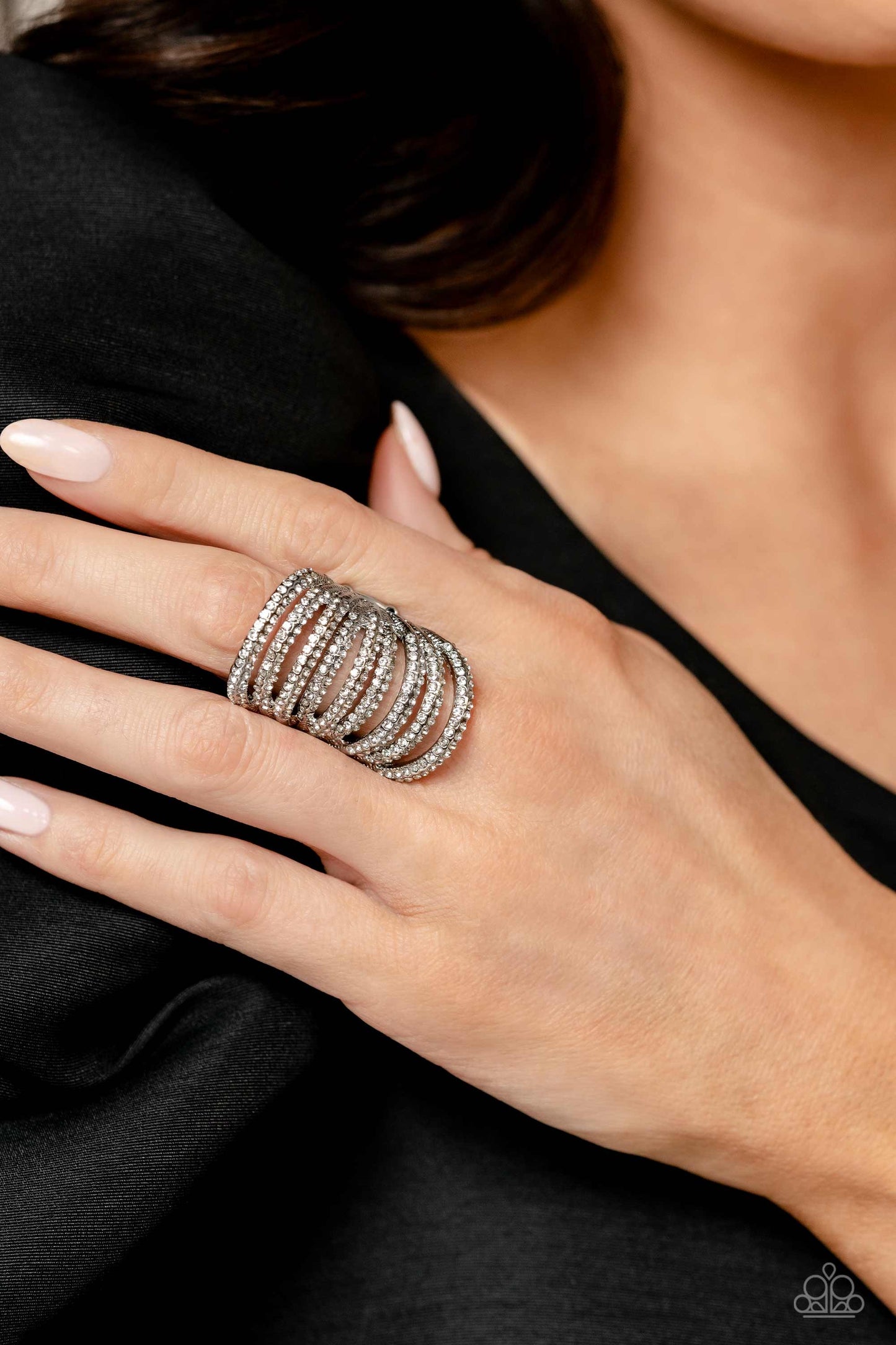 Paparazzi Rippling Rarity - Empower Me Pink Exclusive- White Ring   -Paparazzi Jewelry Images 
