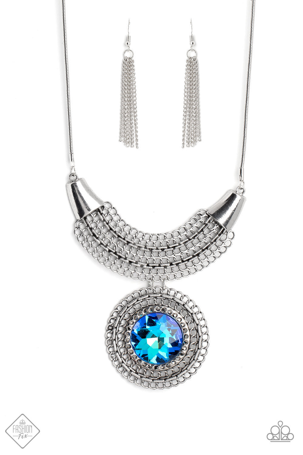 Paparazzi 2pc set: Excalibur Extravagance - Blue Necklace & Arthurian A-Lister - Blue Earrings- December Fashion Fix