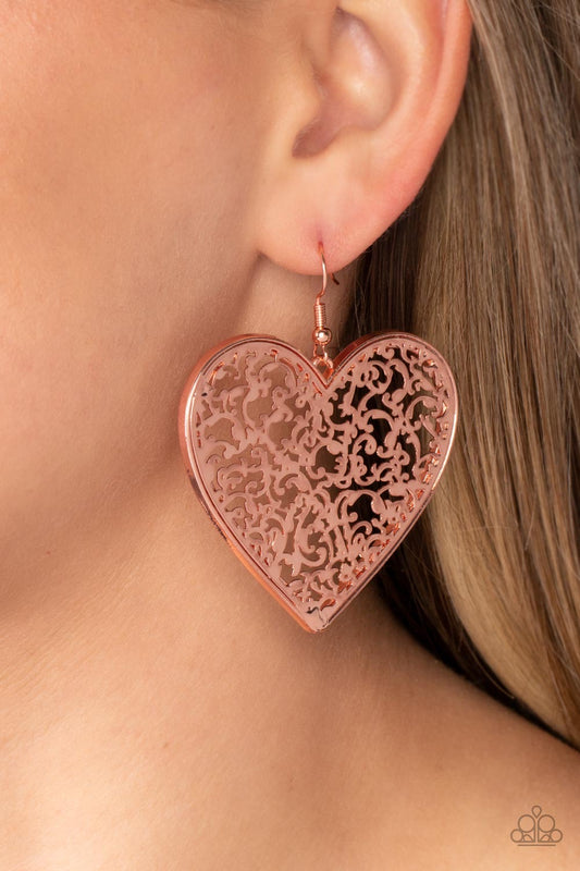 Paparazzi Fairest in the Land - Copper earrings -Paparazzi Jewelry Images