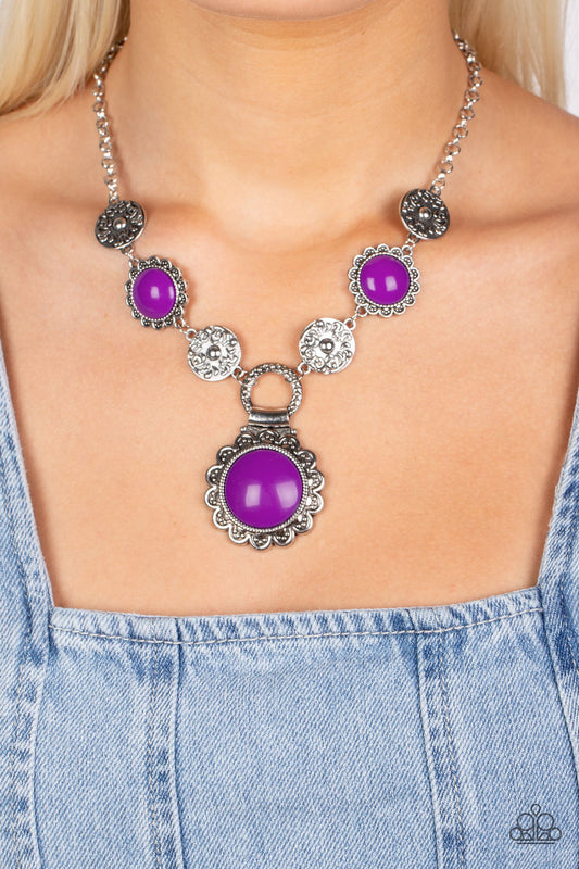 Paparazzi 2 Piece Set - Poppy Persuasion - Purple Necklace & Positively Poppy - Purple Bracelet