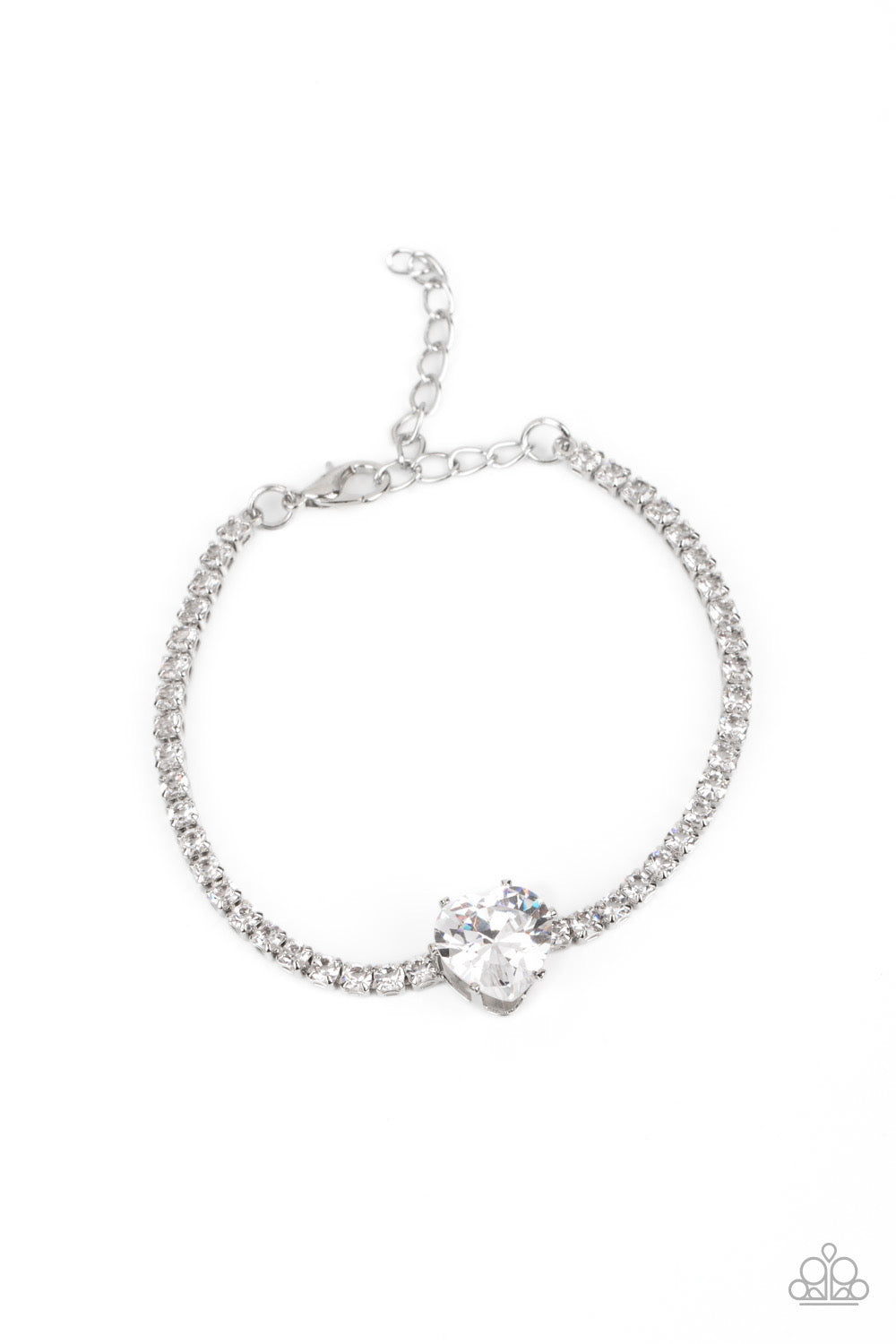 Paparazzi 2 Piece Set: Flirty Fiancé - White Necklace & Bedazzled Beauty - White Bracelet