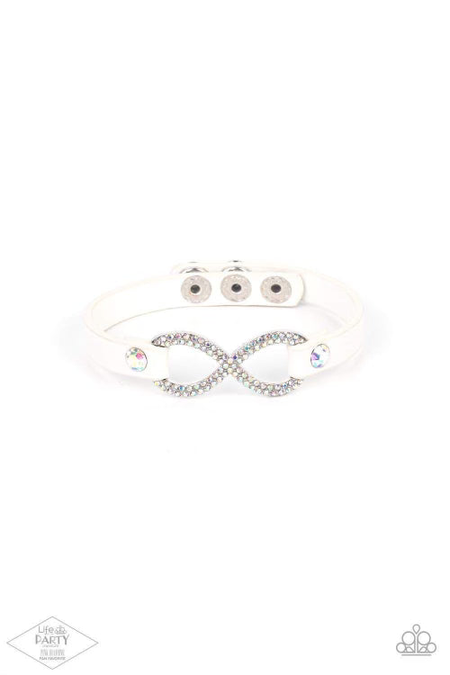 Cute Bracelets - Paparazzi Innocent Till Proven GLITZY - White Bracelet Paparazzi jewelry image