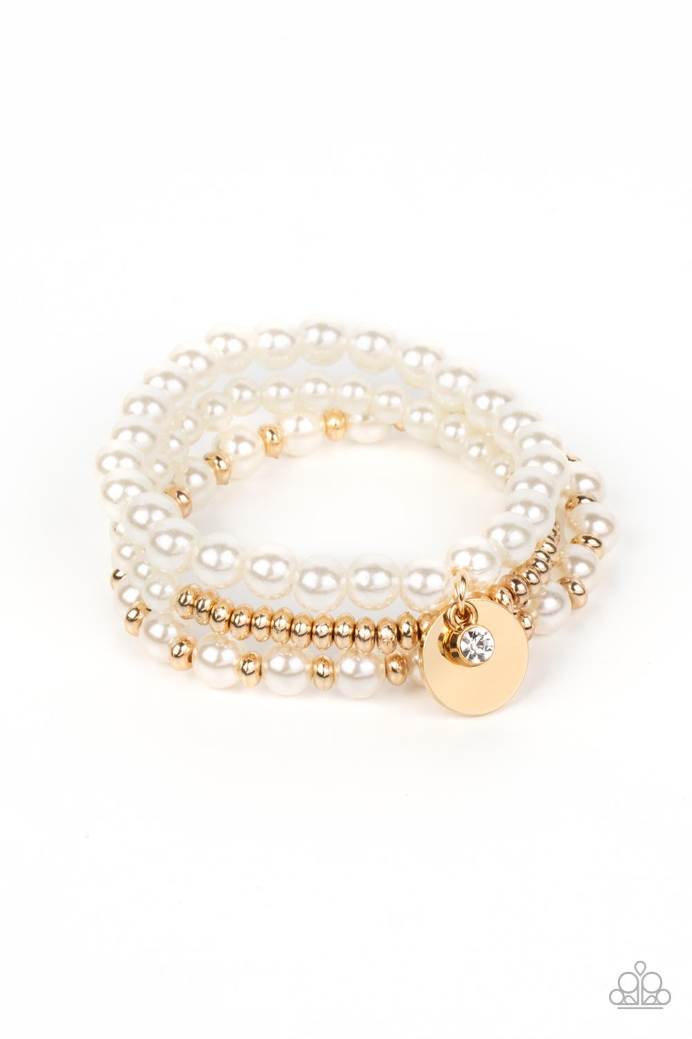 Paparazzi Pearly Professional - Gold Bracelet -Paparazzi Jewelry Images 