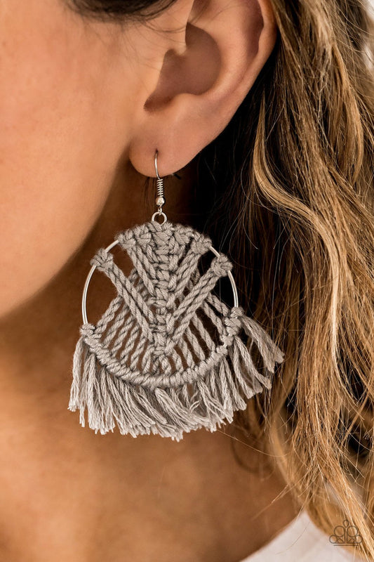 A Finishing Touch All About Macrame- Silver Earrings