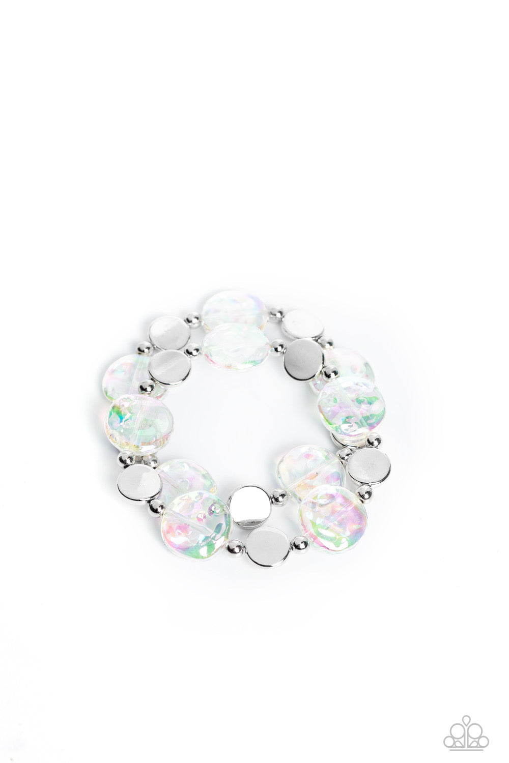 Cute Bracelets - Paparazzi Discus Throw - White Bracelet Paparazzi jewelry image
