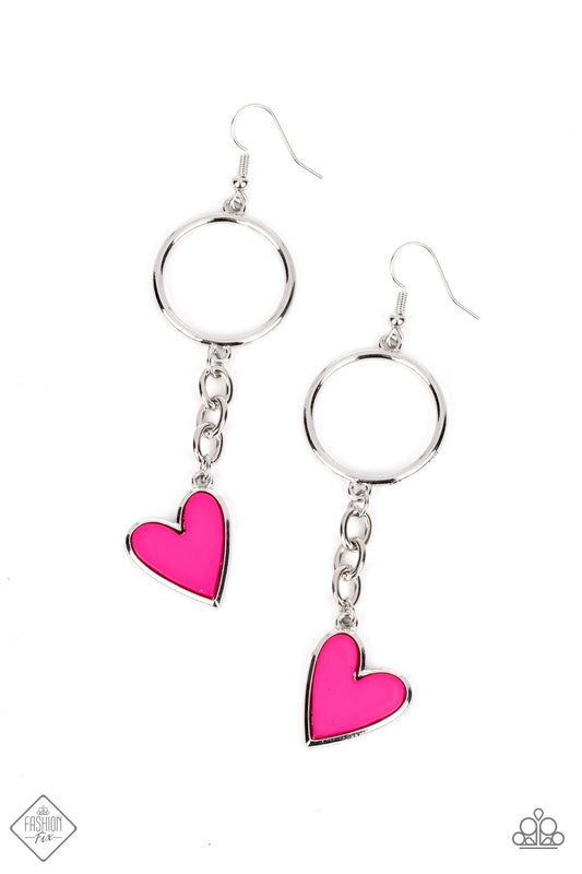 Paparazzi September 2022 Fashion Fix: Don’t Miss a HEARTBEAT - Pink Earring - A Finishing Touch Jewelry