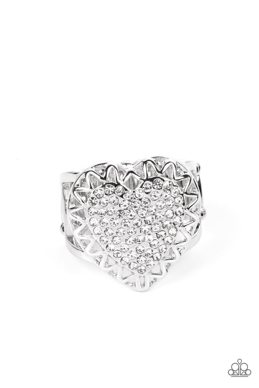 Paparazzi Romantic Escape - White Ring-Paparazzi Jewelry Images 