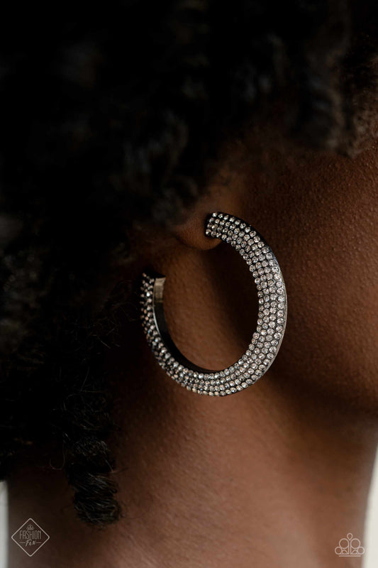 Paparazzi Dazzling Dynamo - Black Earrings- February 2023 Fashion Fix-Paparazzi Jewelry Images