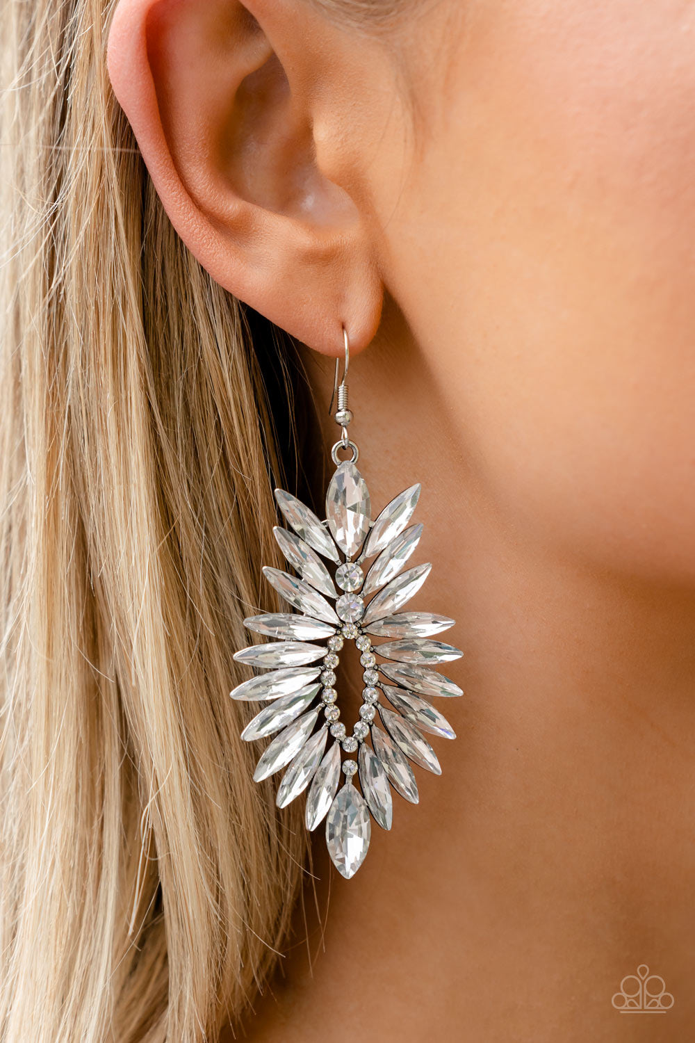 Paparazzi Turn up the Luxe - White Earrings - Bling Jewelry Paparazzi jewelry images