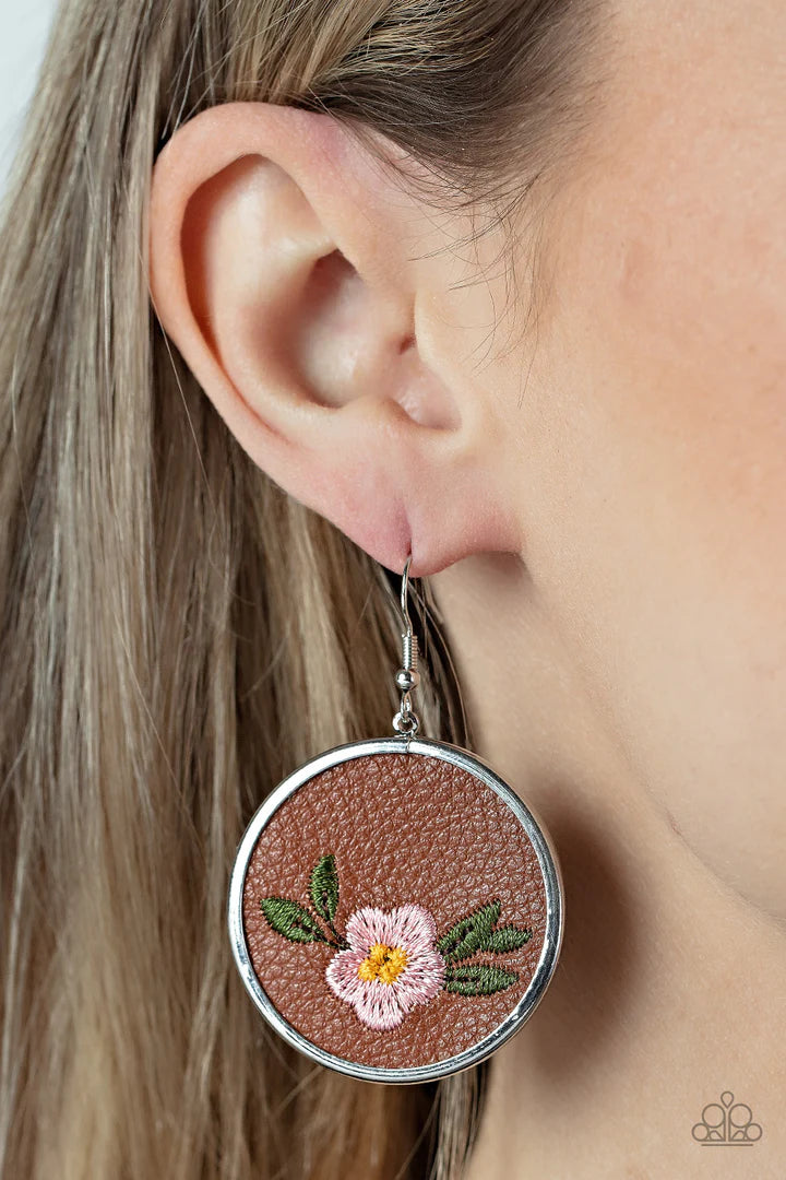 Paparazzi Prairie Patchwork- Pink Earrings Paparazzi Jewelry Images 
