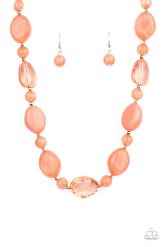 Paparazzi 2pc Set: Staycation Stunner - Orange Necklace & I Need a STAYCATION - Orange Bracelet