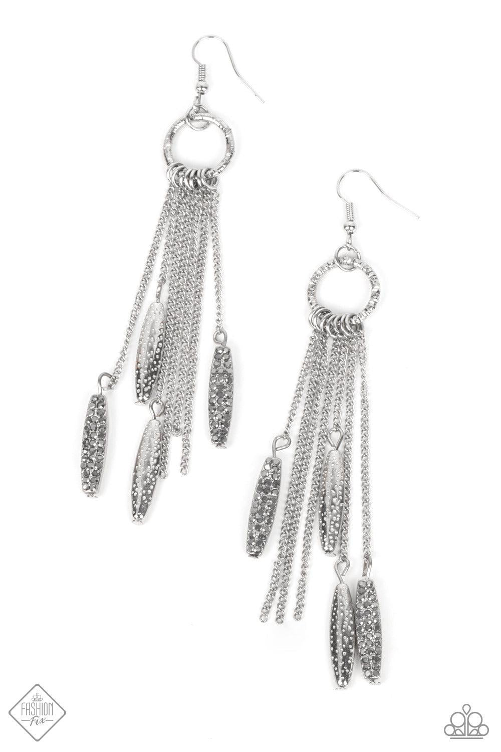 Thrifty Tassel Silver Earrings - Paparazzi Accessories - A Finishing Touch Jewelry