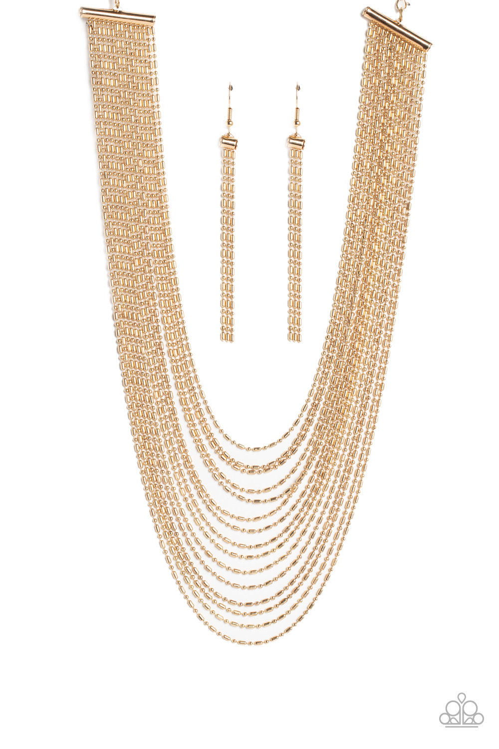 Paparazzi Cascading Chains - Gold Necklace-Paparazzi Jewelry Images 
