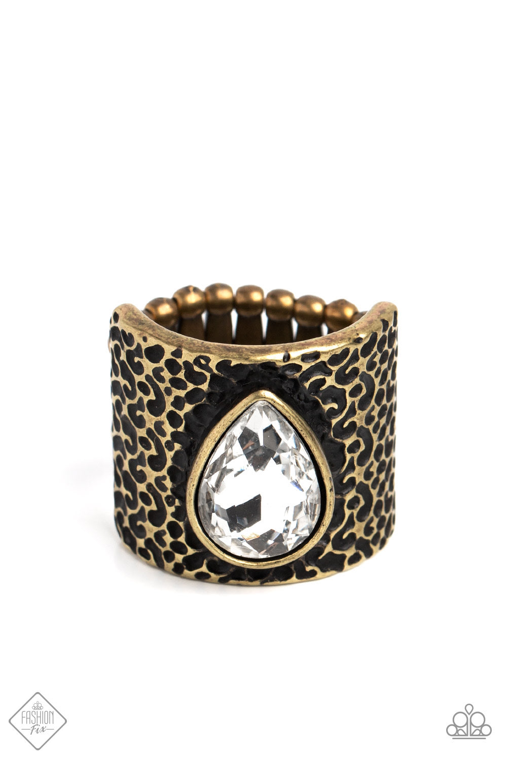 Paparazzi Singed Shape - Brass Ring- Fashion Fix January 2023  -Paparazzi Jewelry Images 