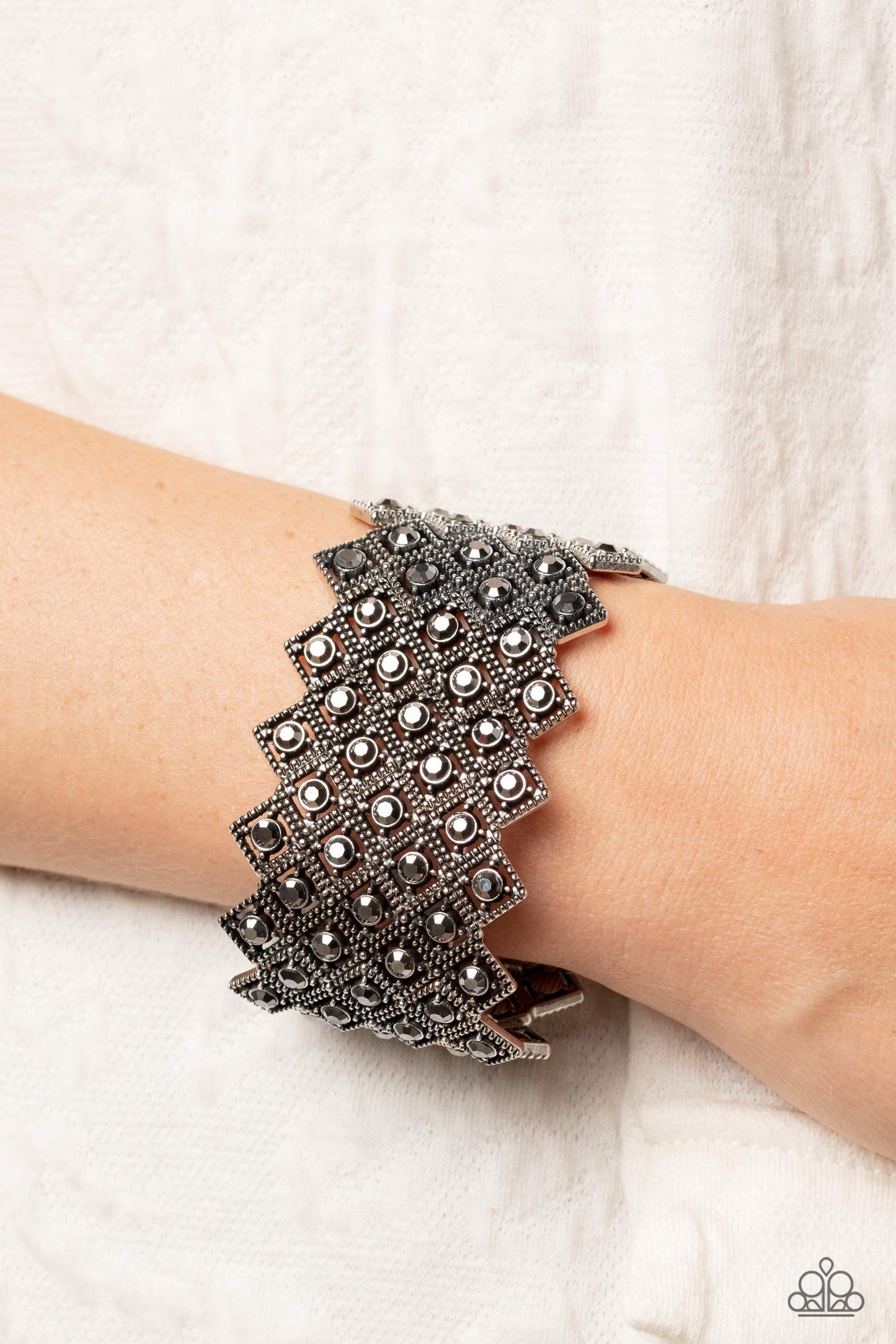 Paparazzi DECO in the Rough - Silver Bracelet -Paparazzi Jewelry Images 