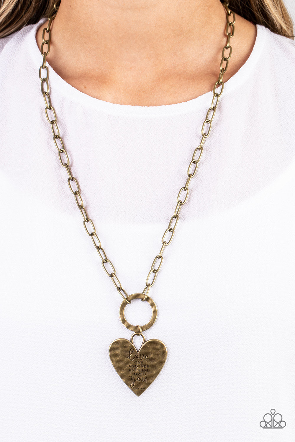 Paparazzi Brotherly Love - Brass Necklace -Paparazzi Jewelry Images 