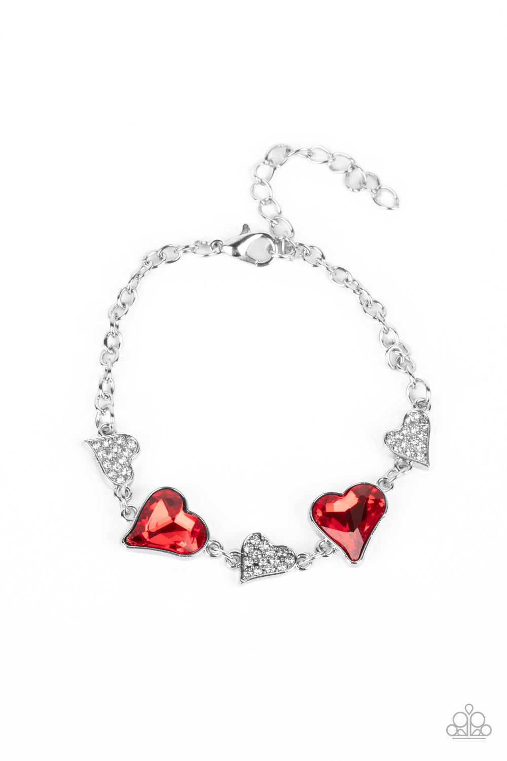 Paparazzi Cluelessly Crushing - Red Heart Bracelet -Paparazzi Jewelry Images 