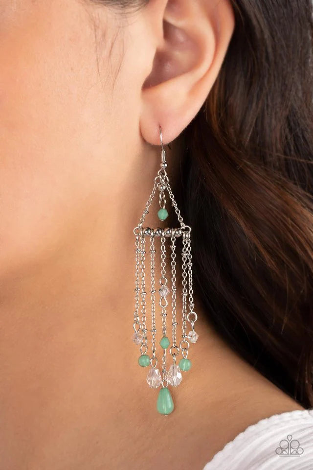Paparazzi Marina Breeze - Green Earrings Paparazzi Jewelry Images 