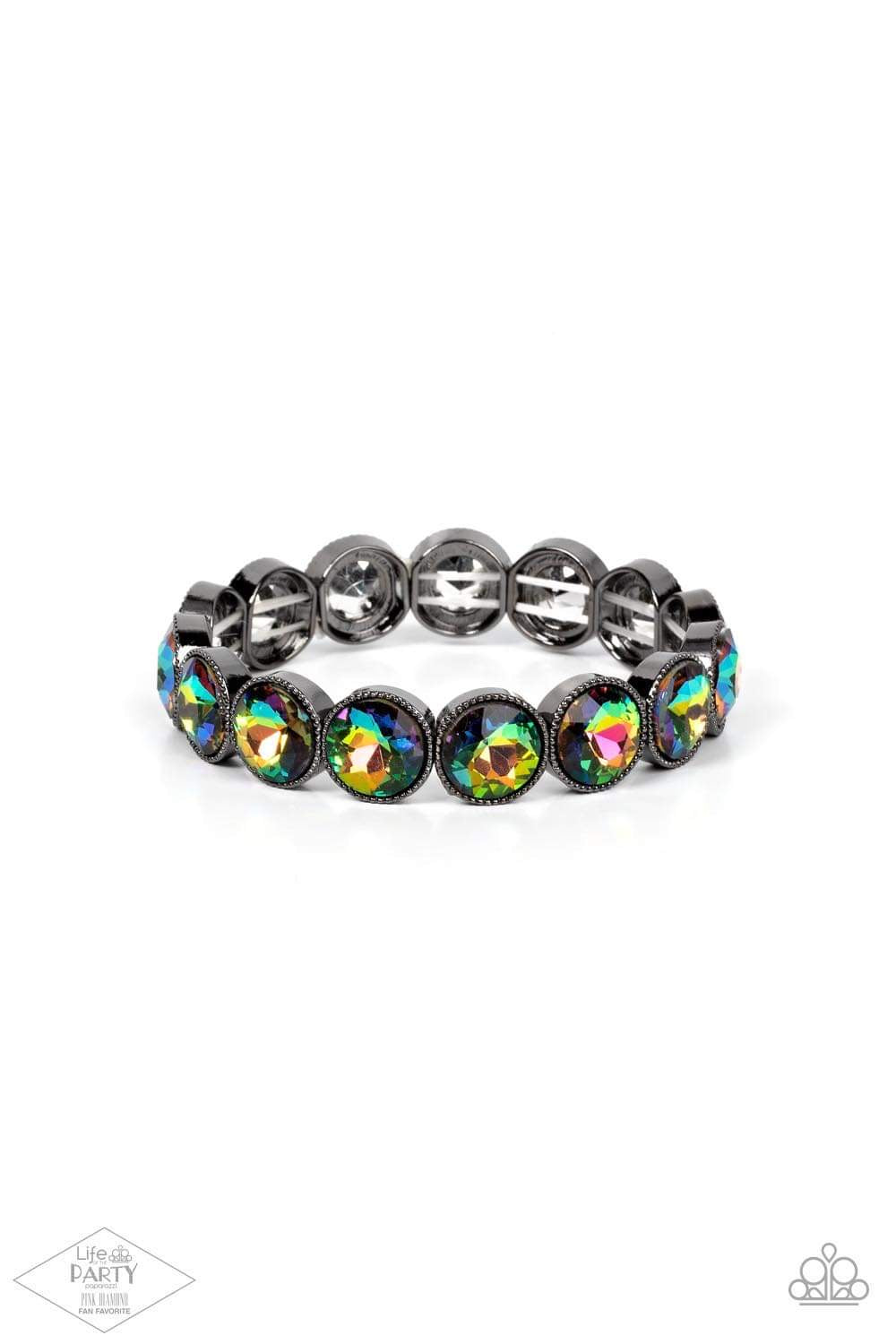 Paparazzi Number One Knockout - Oil Spill Multi Bracelet - Pink Diamond Life of the Party Exclusive - A Finishing Touch Jewelry