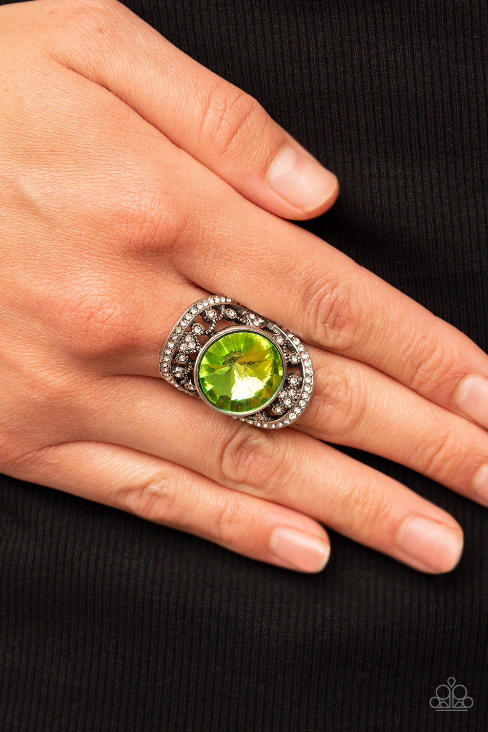 Paparazzi Galactic Garden - Green Ring-paparazzi jewelry images 