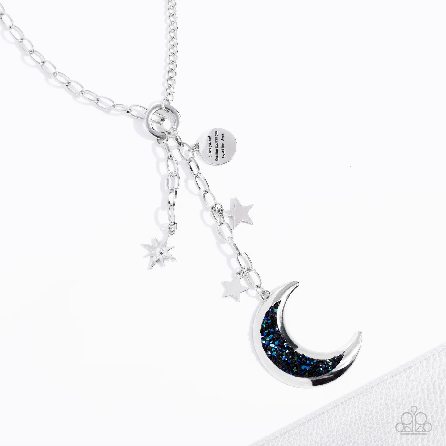 Paparazzi Necklace - Once in a Blue Moon Necklace Set - Silver Necklace  Paparazzi Jewelry images